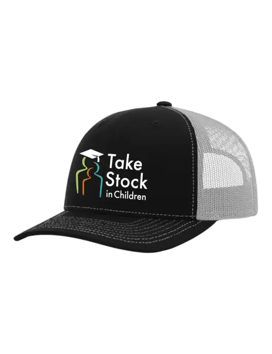 Richardson Adjustable Snapback Original 112 Trucker Cap Black w/White Mesh w/Take Stock in Children Logo