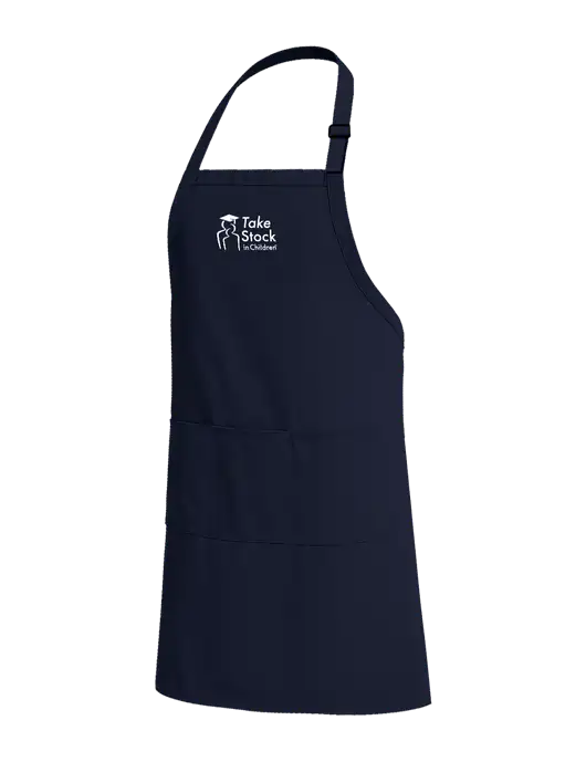 Easy Care Extra Long Bib Navy Apron with Stain Release w/Take Stock in Children Logo