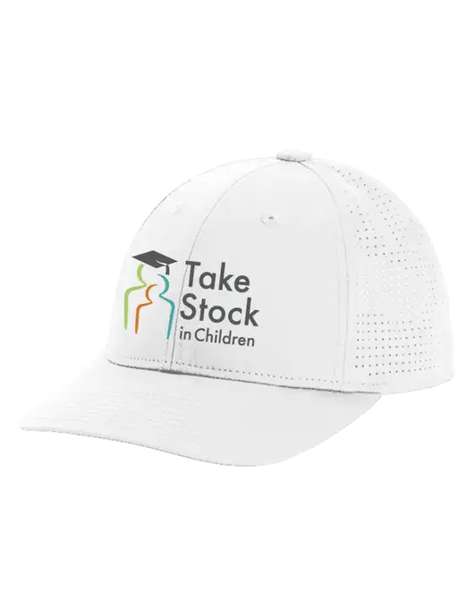 Pro-Cut Structured Snapback with Pinhole Mesh White Cap w/Take Stock in Children Logo