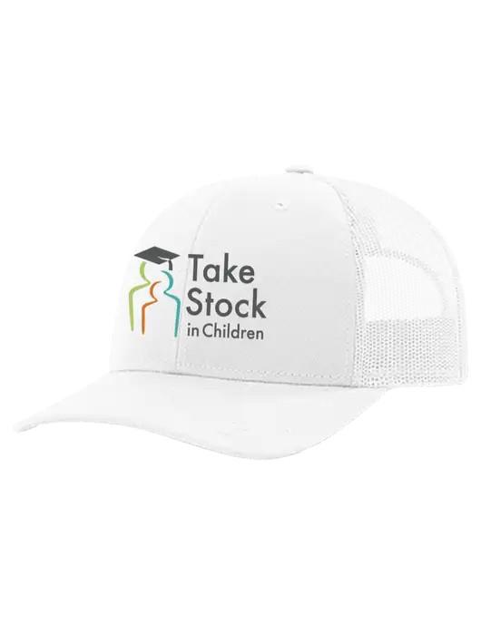 Richardson 112+ R-Flex White Trucker Cap w/White Mesh w/Take Stock in Children Logo