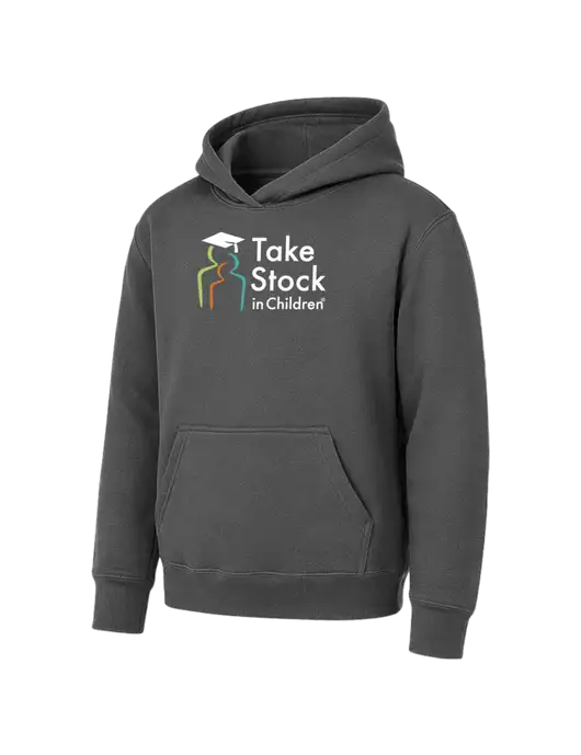 Youth Charcoal 7.8 oz Pullover Hooded Sweatshirt w/Take Stock in Children Logo