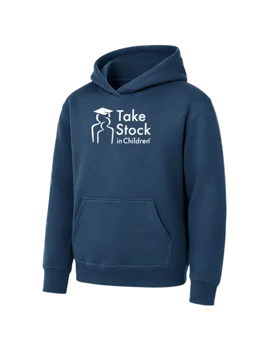 Youth Navy 7.8 oz Pullover Hooded Sweatshirt w/Take Stock in Children Logo